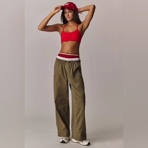 Anthropologie Daily Practice drawstring ruched ankle wide-leg trousers